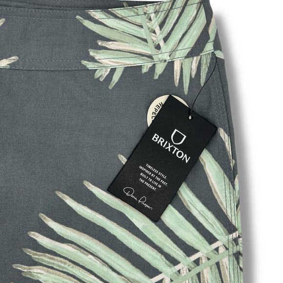 Brixton Temple Swim Trunks Mens Size 38 Tropical Fern Print 18" - Picture 3 of 7